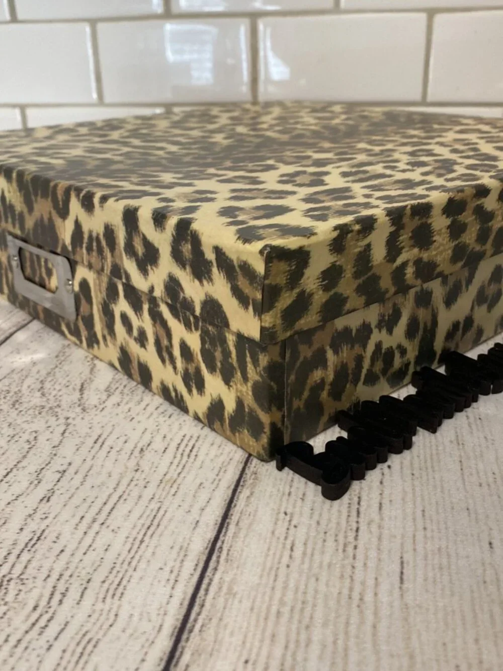 12x12 Leopard Print Kitsch Retro Inspired Photo Storage or Display Box